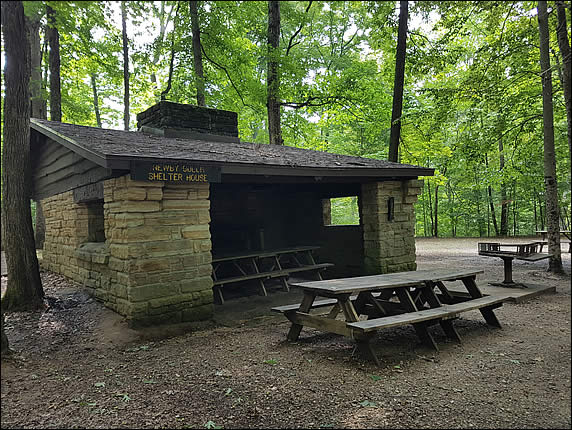 Newby Gulch Shelter at Turkey Run State Park