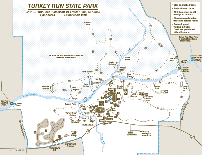 Turkey Run State Park Trails Map
