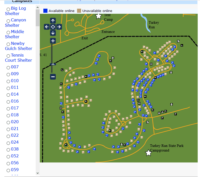 Turkey Run State Park Campsite Availability